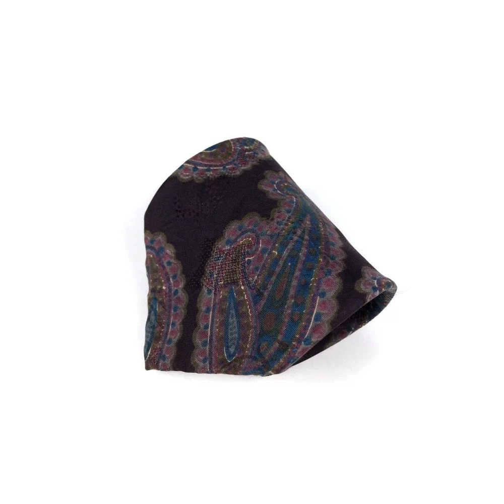 Aquascutum Tie 100% Silk Black Blue Purple Paisley Elegant Business Necktie 56